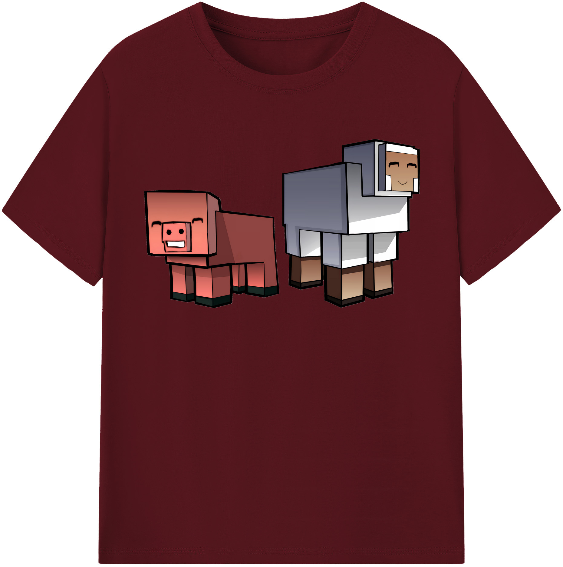 （画像用） マインクラフト ブロックの世界 Minecraft MC Block world 綿100％半袖Tシャツ（フロントプリント）